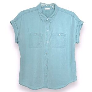 Westbound Size Medium Lyocell Chambray Blue Button Up Relaxed Fit Top